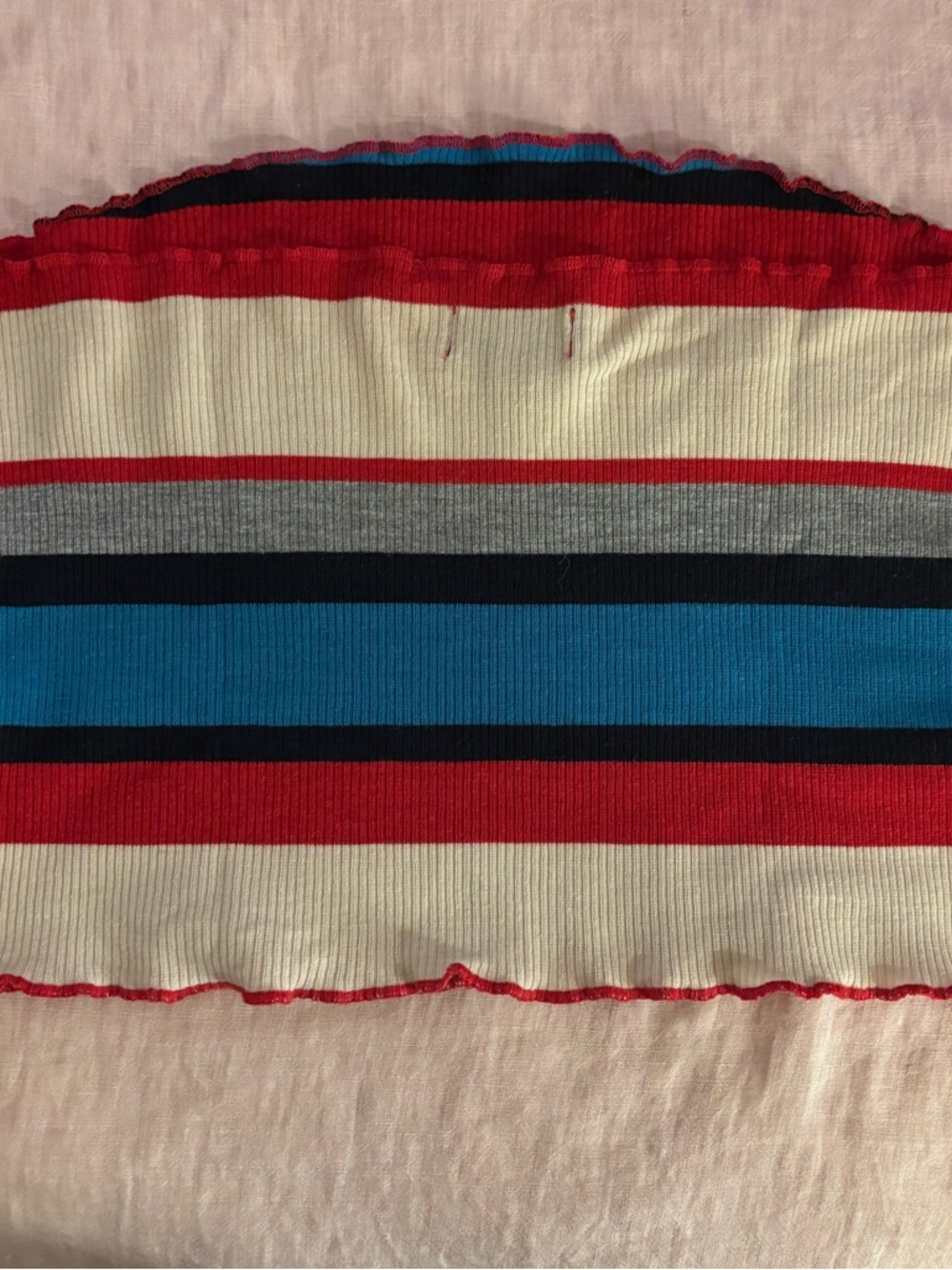 Striped Topshop Tube Top in Red, Blue, Black, Gray, Cream - Picture 2 of 3